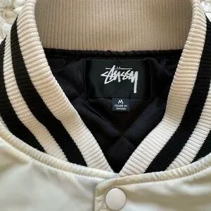 Jackets & Coats | Stussy Gothic S Stadium Satin Jacket Cream White 